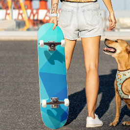 Modern blå turkos Skugga Geometric Mönster Mini Skateboard Bräda 18,5 Cm