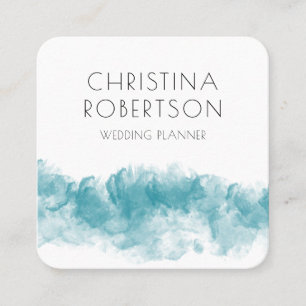 modern blå vågigt vattenfärg fyrkantigt visitkort