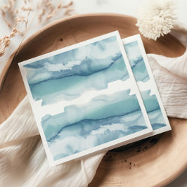 Modern blå vattenfärg i Bröllop Pappersservett