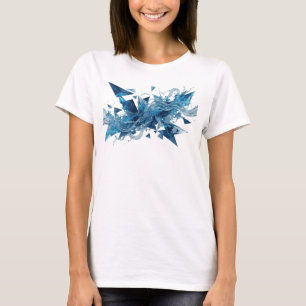 Modern Blå VATTENFLÖDE Artistic Motiv T Shirt