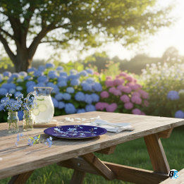 Modern Blå Vildblomma Trädgård Grönska Barnkalas