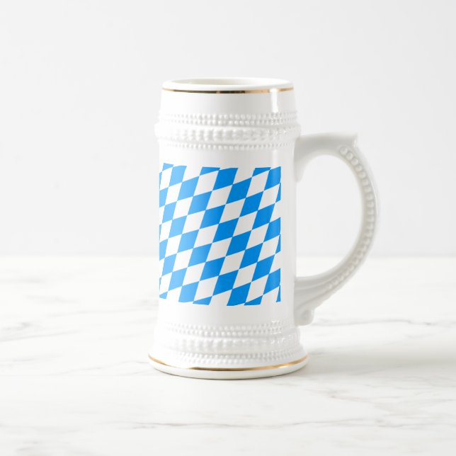 Modern Blå Vit Fräsch Bavaria Mönster Sejdel (Höger)