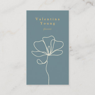 Modern blå vit konst blommigt teckning elegant visitkort