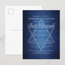 Modern Blå Vit Typografi Formell Bat Mitzvah