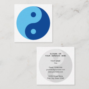 Modern blå YinYang taichi hälsa psykisk hälsa Fyrkantigt Visitkort