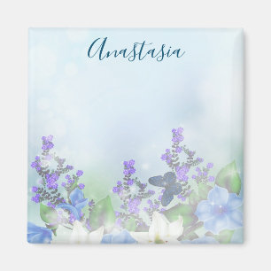Modern Blåa blommor Magnet