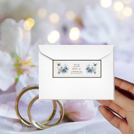 Modern Blåa blommor och Butterflies Bröllop Addres Returadress Etikett