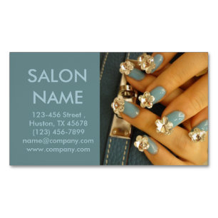 modern blåaktig salong för nagel mode magnetiska visitkort