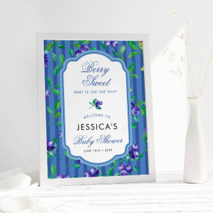Modern blåbär Berry Sweet Baby Shower Poster