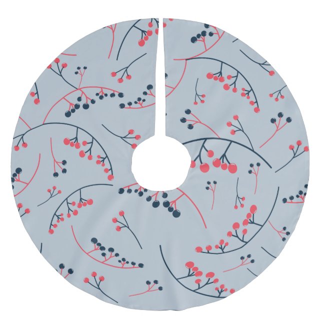 Modern blåbär illustration mönster julgransmatta borstad polyester (Framsidan)