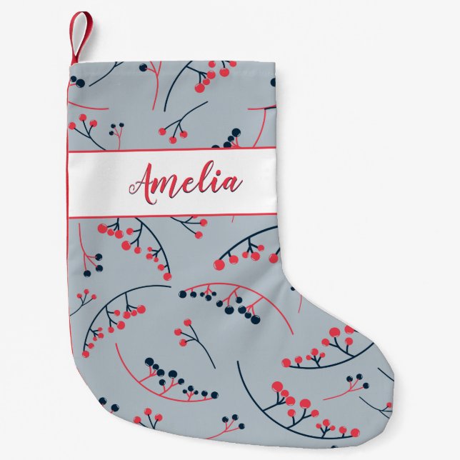 Modern blåbär illustration mönster liten julstrumpa (Framsidan)