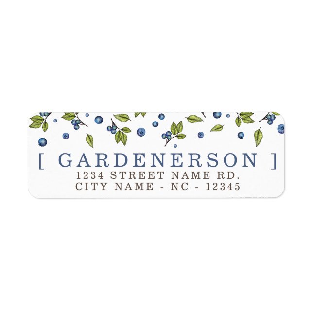 Modern blåbär returadress etikett (Framsidan)