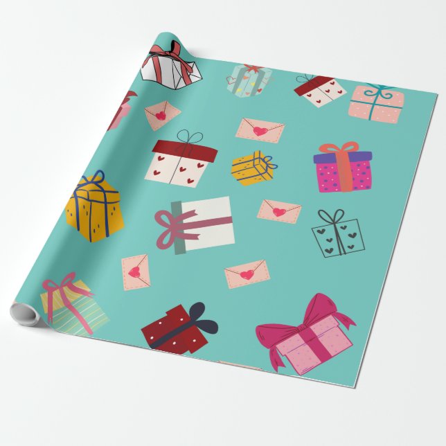 Modern blåblå födelsedag presentpapper (Utrullad)