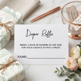 Modern Blach & White Baby Shower Raffle Tilläggskort