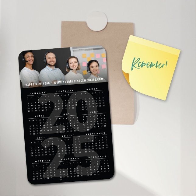 Modern Black 2023 Calendar Simple Helgdag Photo Magnet (Modern Black 2025 Calendar Simple Holiday Photo Flexible Magnet @ fat_fa_tin)