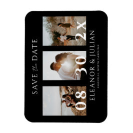 Modern Black 3 Photo Film Strip Save the Date Magnet