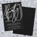 Modern Black 40th Birthday Party Invitation Inbjudningar<br><div class="desc">Celebrate in style with this elegant yet modern 40th Birthday Party Invitation, perfect for marking a milestone in chic fashion. The design features a bold black background with a large “40” in gray at the top left for a sleek, contemporary look. The party details are arranged neatly at the bottom...</div>