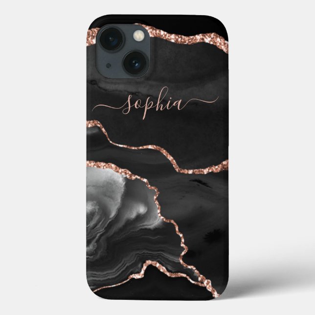 Modern Black Agate och Faux Ro Guld (Baksida)