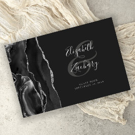 Modern Black Agate Silver Mörk Gästböcker