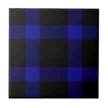 Modern Black and Blue Tartan Play Mönster
