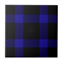 Modern Black and Blue Tartan Play Mönster Kakelplatta
