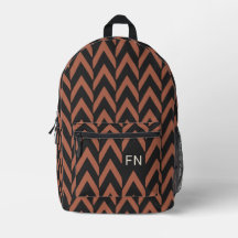 Modern Black and Brown Chevron Monogram Initialer