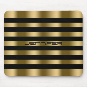 Modern Black and Faux Guld Rand Mönster Musmatta
