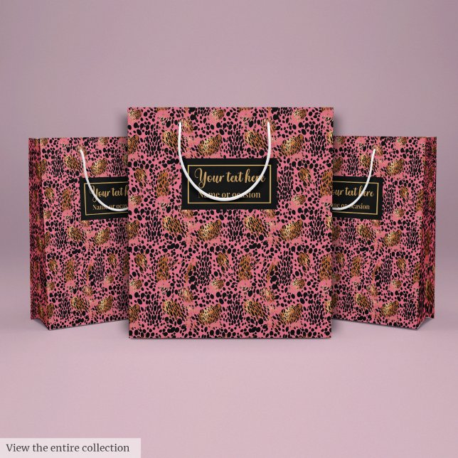 Modern black and gold leopard skin birthday wrap (Modern black and gold leopard skin birthday wrap)