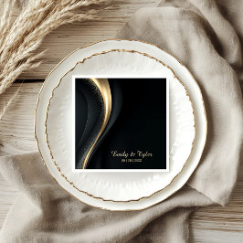 Modern Black and Gold Wedding Napkins Pappersservett