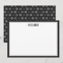 Modern Black and Grått Blommigt Personlig Anteckningskort