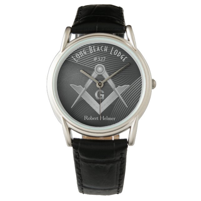 Modern Black and Grått Masonic Monogrammed Watch Armbandsur (Framsida)