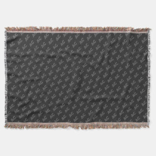 Modern Black and Grått Monogram Filt