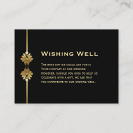 Modern Black and Guld Bröllop Wishing well Tilläggskort