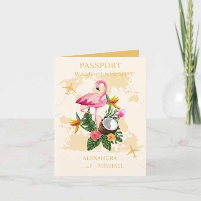 Modern Black and Guld Destinationskort Bröllop Inbjudan (Framsida)