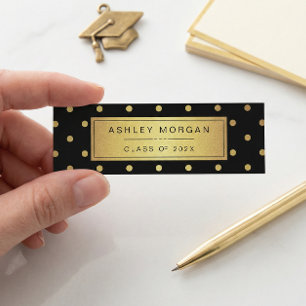 Modern Black and Guld Glitter Studenten Namn-kort