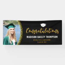Modern Black and Guld Glitter Studenten Photo