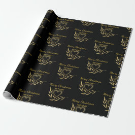 Modern Black and Guld God jul Namn Heart Presentpapper