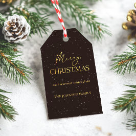 Modern Black and Guld God jul Namn Presentetikett