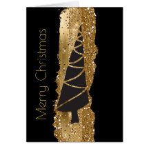 Modern Black and Guld Julgran Card
