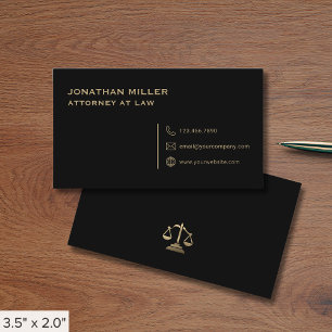 Modern Black and Guld Lawyer Visitkort