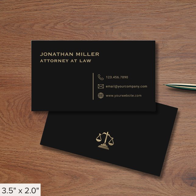 Modern Black and Guld Lawyer Visitkort (Skapare uppladdad)