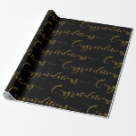Modern Black and Guld Lettering Grattiss Presentpapper<br><div class="desc">Svart och guld-Grattisar som är pappra. Perfekt för olika tillfälle,  inklusive studenten,  födelsedag,  bröllop,  årsdag,  babydusch,  möhippa och mer tillfälle. c) Lycklig Cat Studio</div>