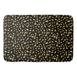 Modern Black and Guld Lövs Illustrated Mönster Badrumsmatta