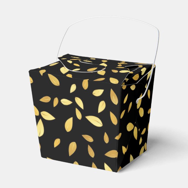 Modern Black and Guld Lövs Illustrated Mönster Presentaskar (Framsidan Sidan)