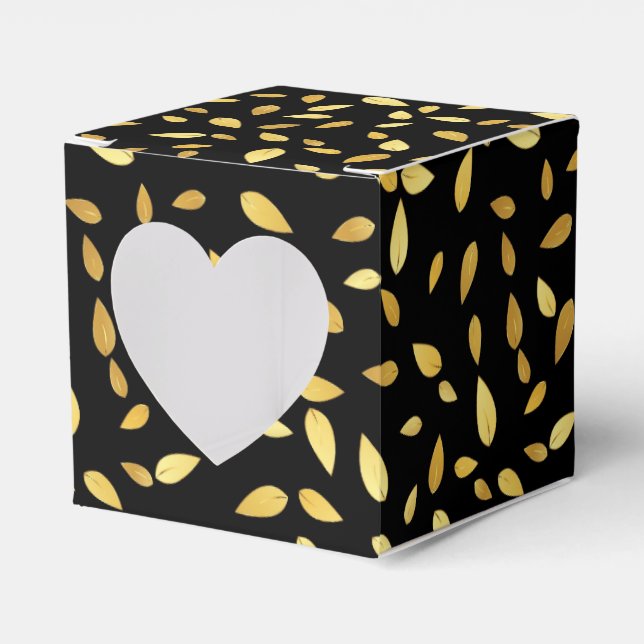 Modern Black and Guld Lövs Illustrated Mönster Presentaskar (Framsidan Sidan)