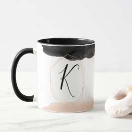 Modern Black and Guld Monogram Mugg