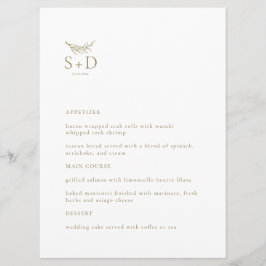 Modern Black and Guld Monogrammed Bröllop Menu Meny