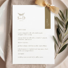 Modern Black and Guld Monogrammed Bröllop Menu Meny
