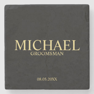 Modern Black and Guld Personlig Groomsman Stenunderlägg