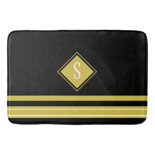 Modern Black and Guld Rand Monogram Badrumsmatta